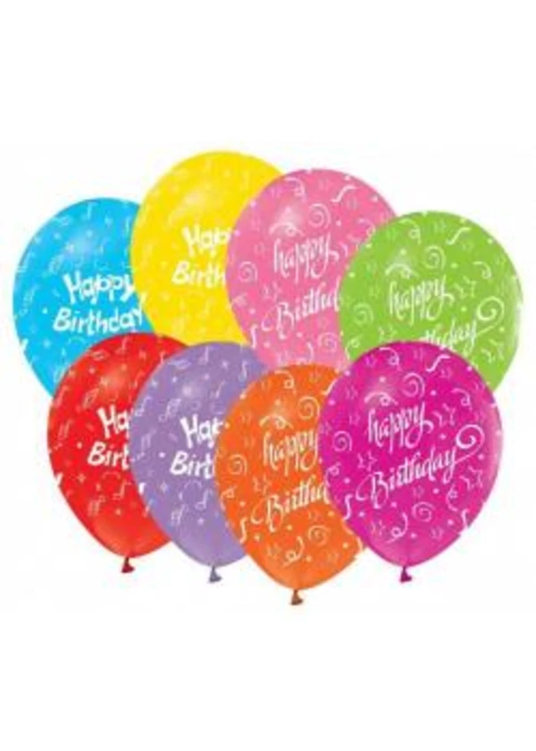 Happy Birthday Baskılı Makaron Karışık Renk Balon 5'li