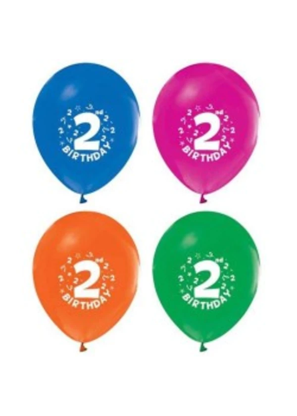 2 Birthday Baskılı Karışık Balon 5'li Paket