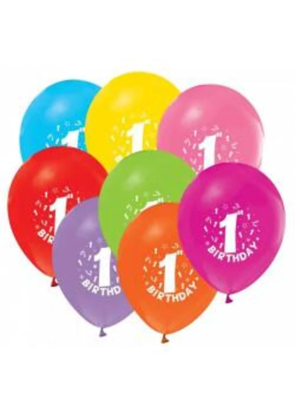 1 Birthday Baskılı Karışık Balon 5'li Paket