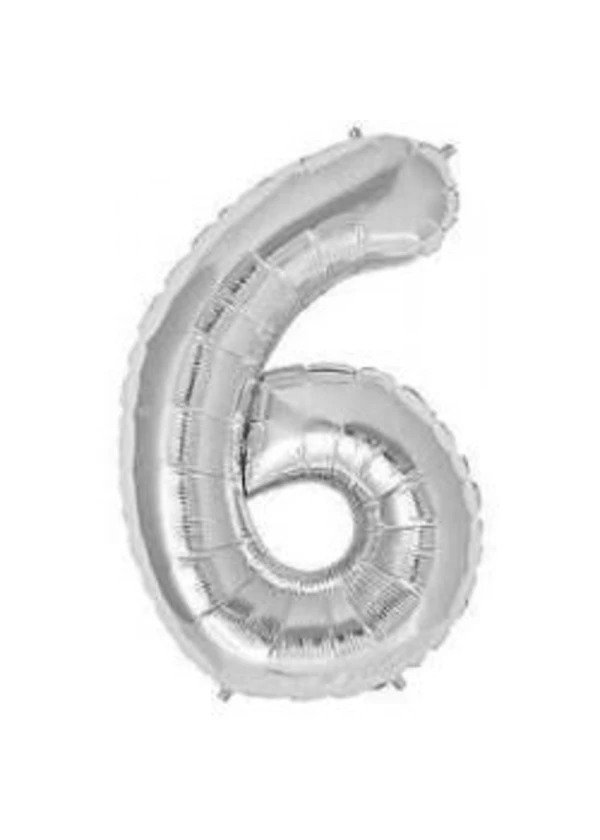6 Rakam Folyo Balon Gümüş 40cm
