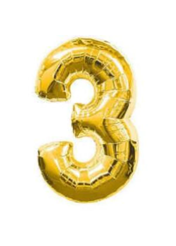 3 Rakam Folyo Balon Altın 40cm