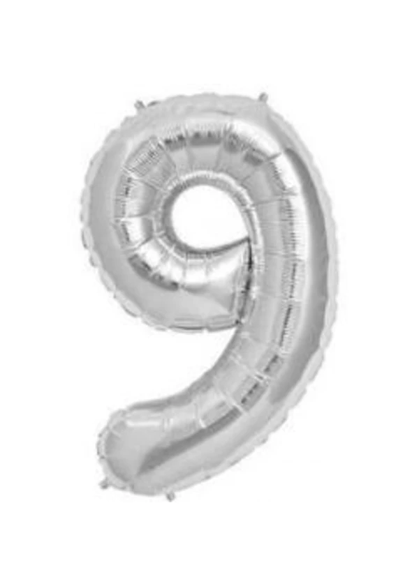 9 Rakam Folyo Balon Gümüş 100cm