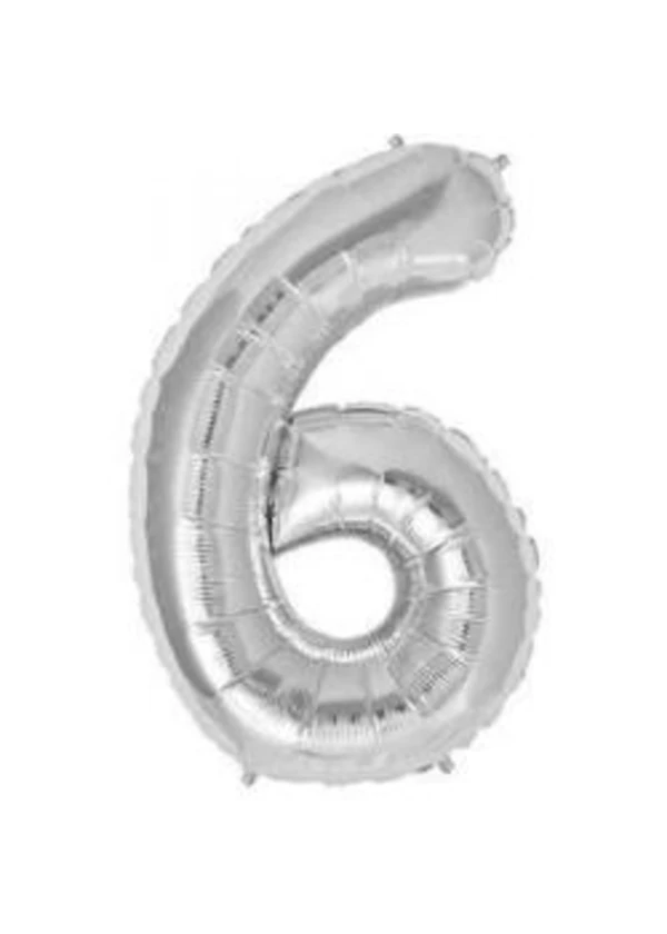 6 Rakam Folyo Balon Gümüş 100cm
