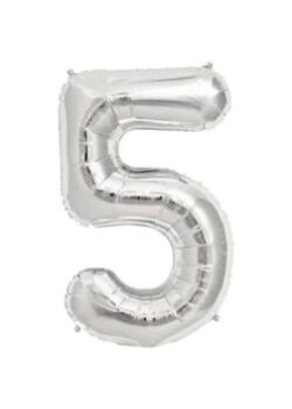 5 Rakam Folyo Balon Gümüş 100cm