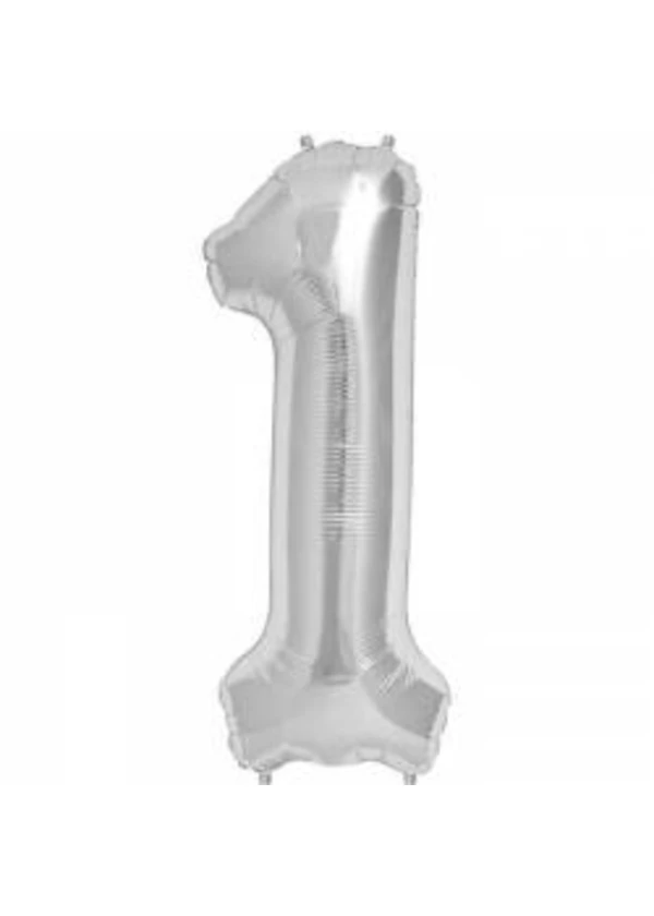 1 Rakam Folyo Balon Gümüş 100cm