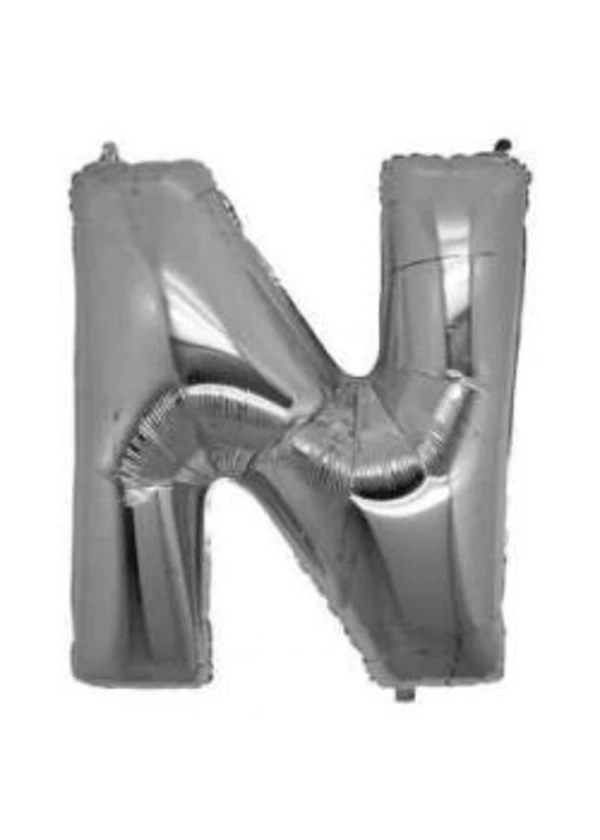 N Harf Folyo Balon Gümüş 100cm
