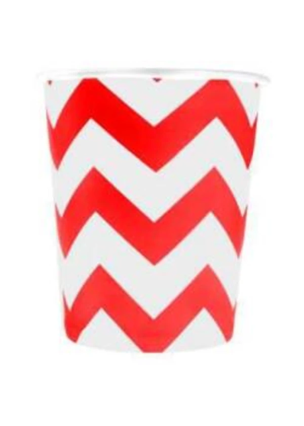 Kırmızı Zigzag Karton Bardak 8'li