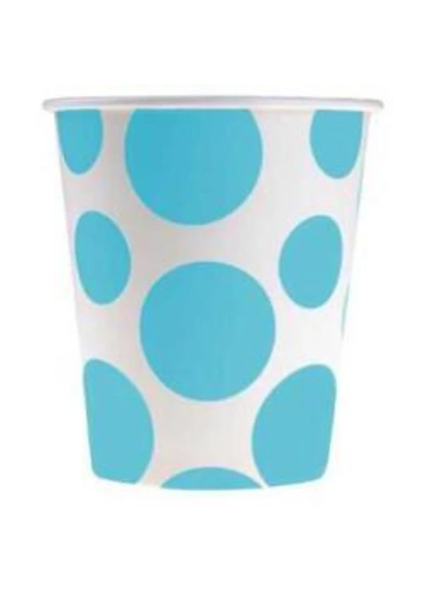 Turkuaz Karışık Puantiyeli Karton Bardak 8'li