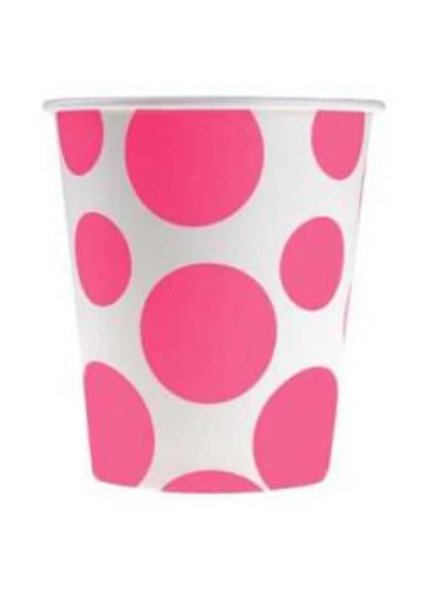 Şeker Pembe Karışık Puantiyeli Karton Bardak 8'li