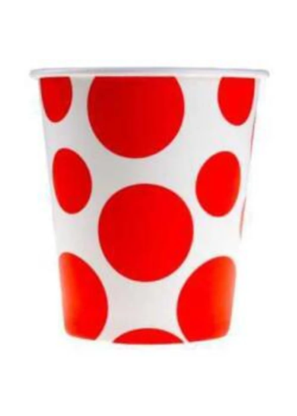 Kırmızı Karışık Puantiyeli Karton Bardak 8'li