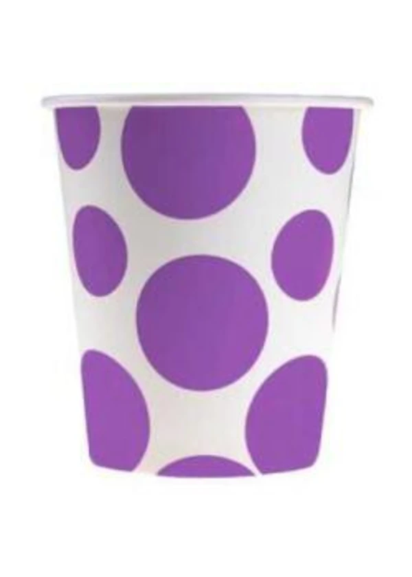 Lila Karışık Puantiyeli Karton Bardak 8'li