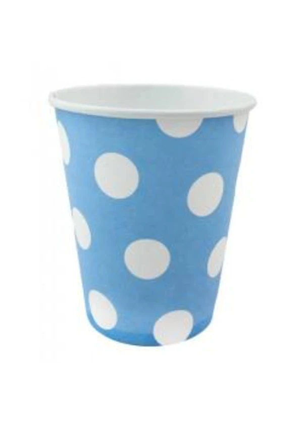 Beyaz Puantiyeli Mavi Karton Bardak 8'li