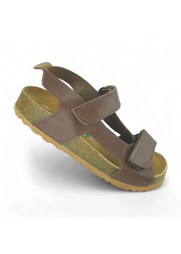 Kahverengi Deri ve Ortopedik Bebek Sandalet