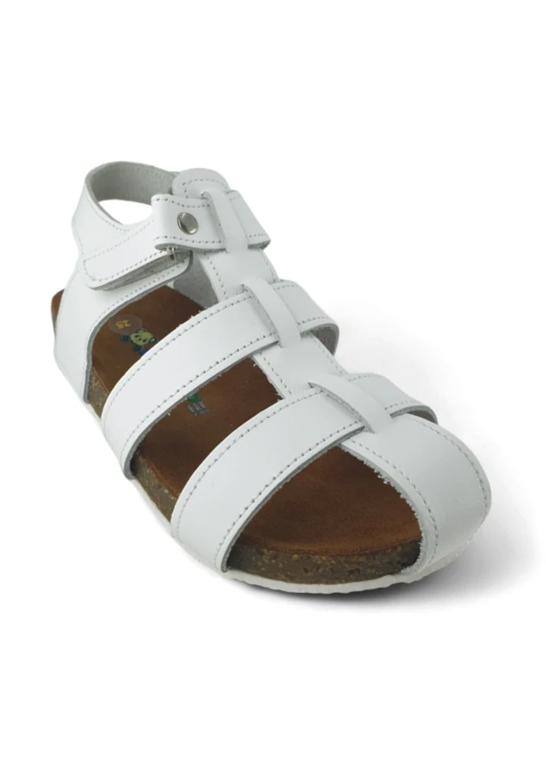 Beyaz Deri ve Ortopedik Bebek Sandalet