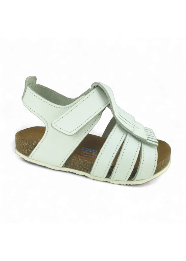 Beyaz Deri ve Ortopedik Bebek Sandalet