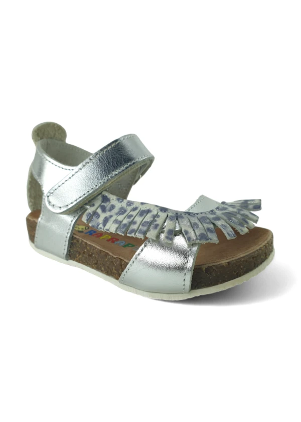 Gümüş Baskılı Deri ve Ortopedik Bebek Sandalet