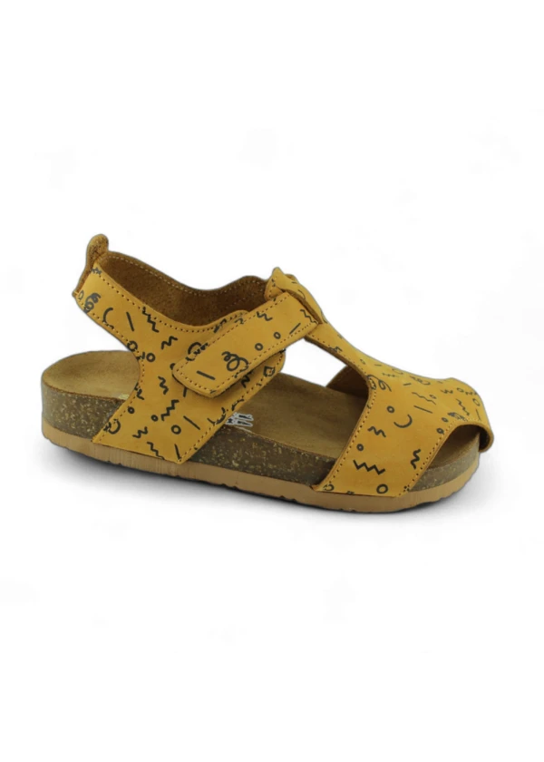 Hardal Baskılı Deri ve Ortopedik Bebek Sandalet