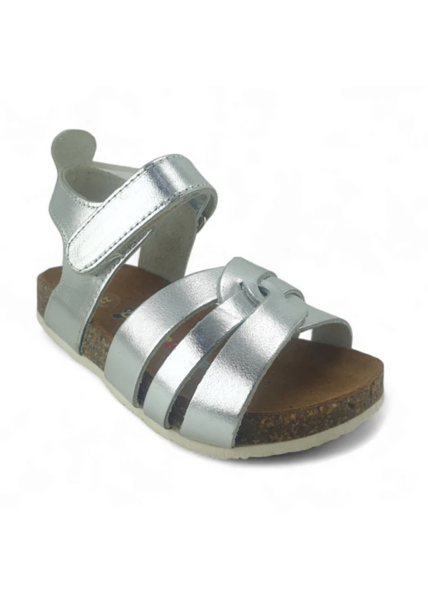 Gümüş Deri ve Ortopedik Bebek Sandalet