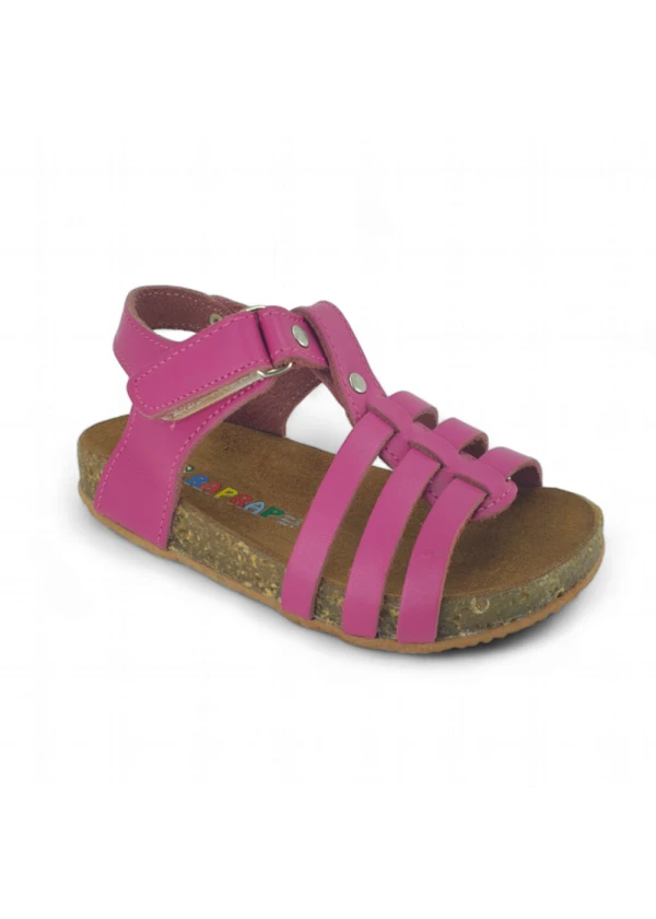 Fuşya Deri ve Ortopedik Bebek Sandalet