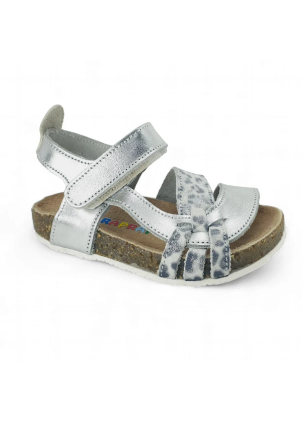 Gümüş Baskılı Deri ve Ortopedik Bebek Sandalet