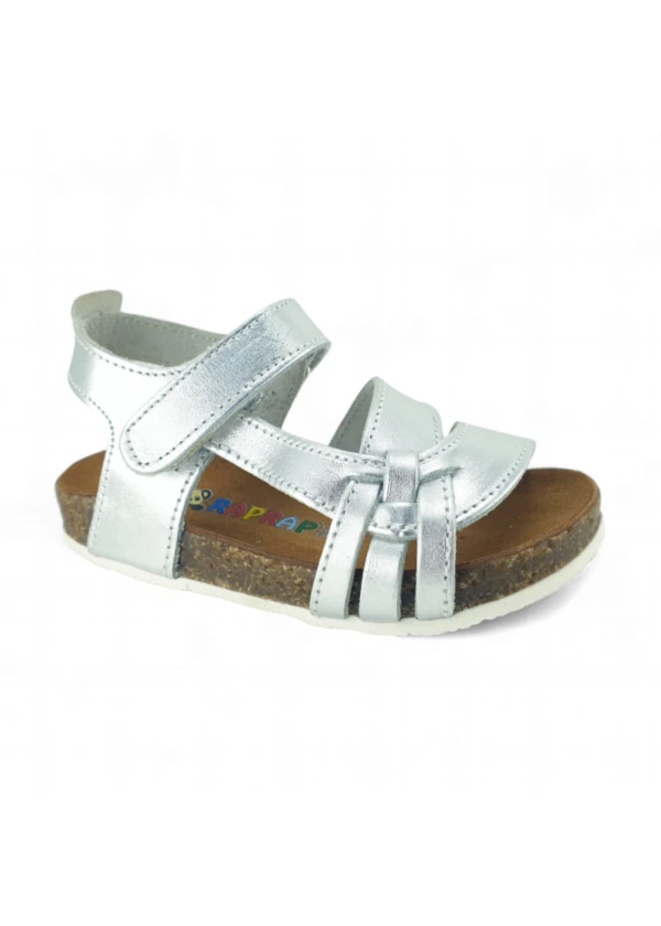 Gümüş Deri ve Ortopedik Bebek Sandalet