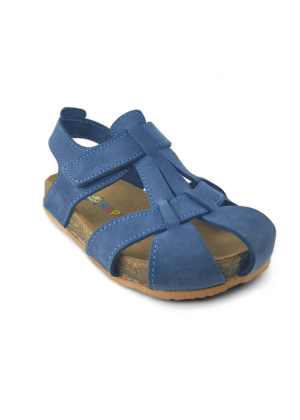 Kot Mavi Deri ve Ortopedik Bebek Sandalet