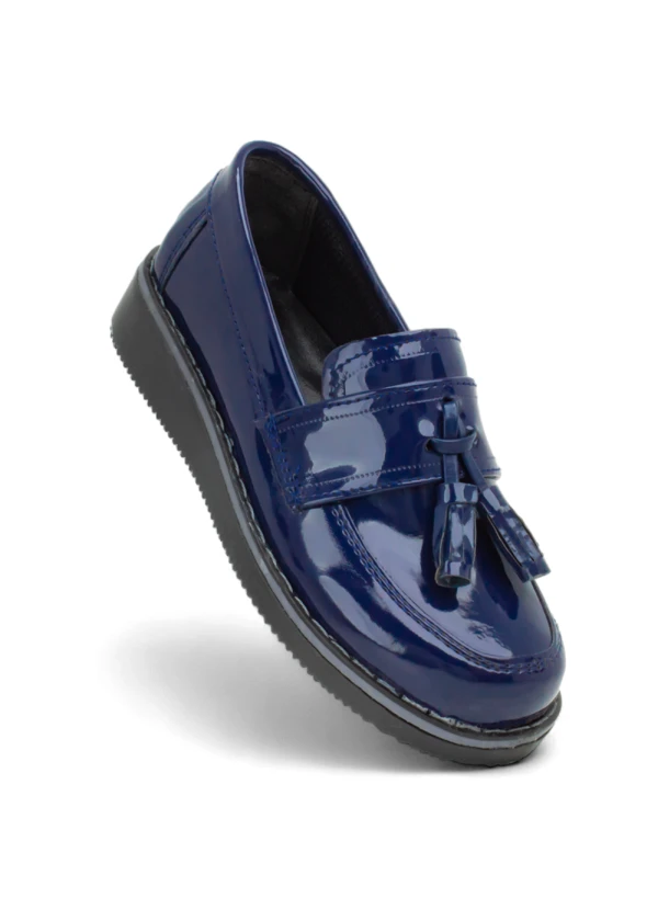 Lacivert Rugan  Ortopedik Garson Klasik Makosen Ayakkabı