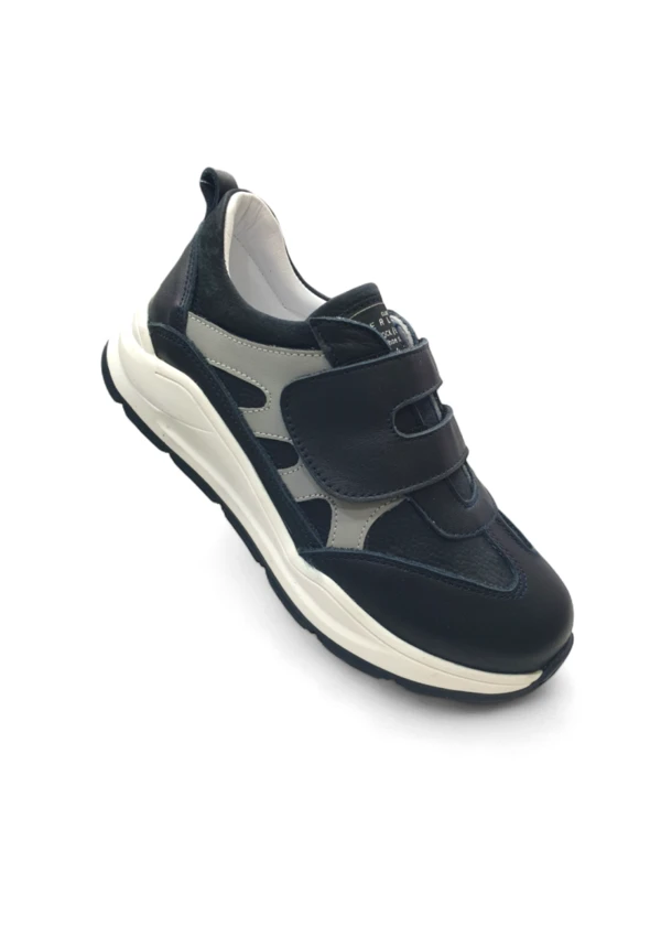 Siyah Tam Ortopedik Deri Çocuk Spor Ayakkabısı