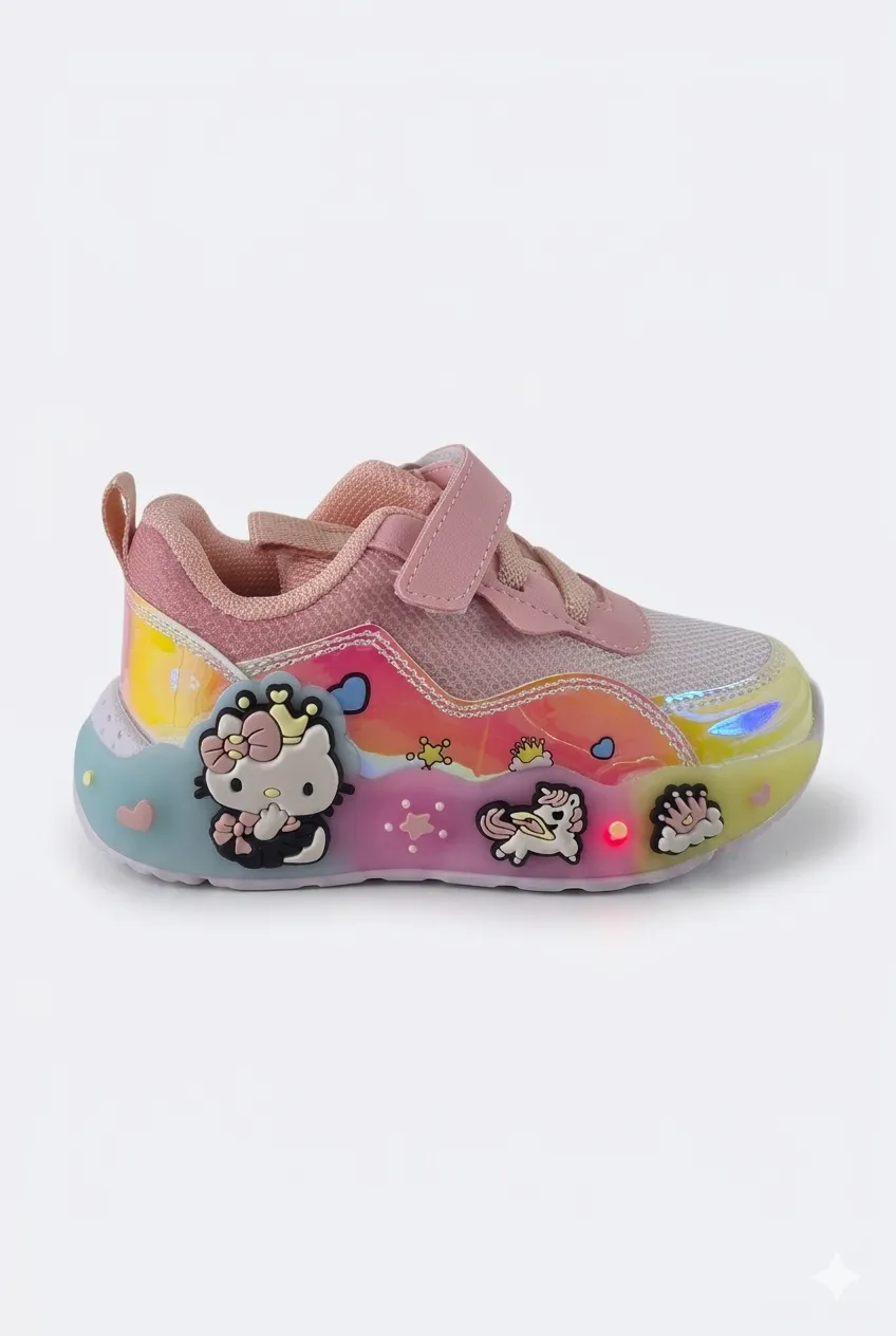 Desenli Işıklı Kız Bebe Ayakkabı